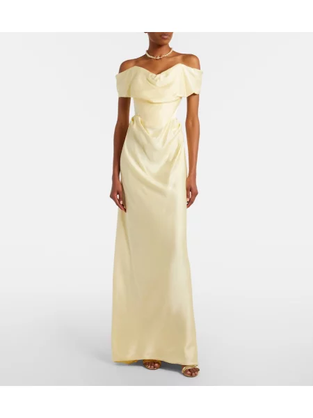 Rochie Vivienne Westwood din satin drapată galben