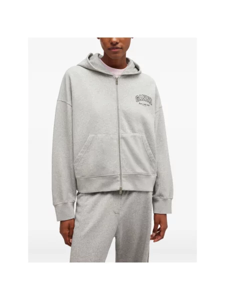 Bluza z kapturem Ganni szara