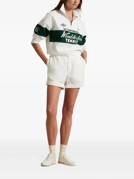 Tricou Polo Ralph Lauren din piele cu broderie în carouri maro