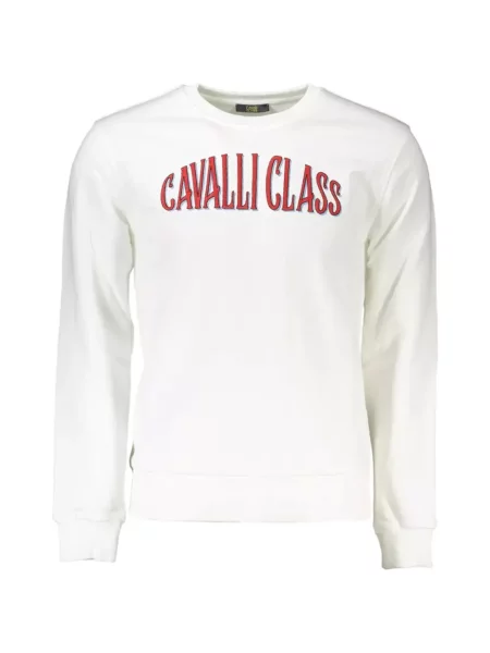 Pulover Cavalli Class cu imagine alb
