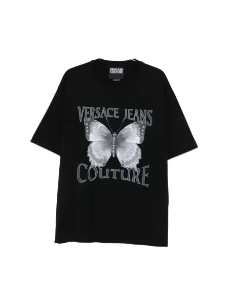 Koszulka Versace Jeans Couture z nadrukiem czarna