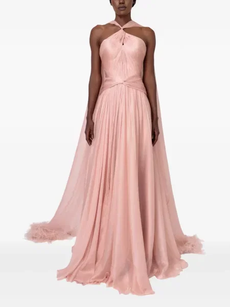Maksi sukienka maxi Iris Serban w piórka garniturowa różowa