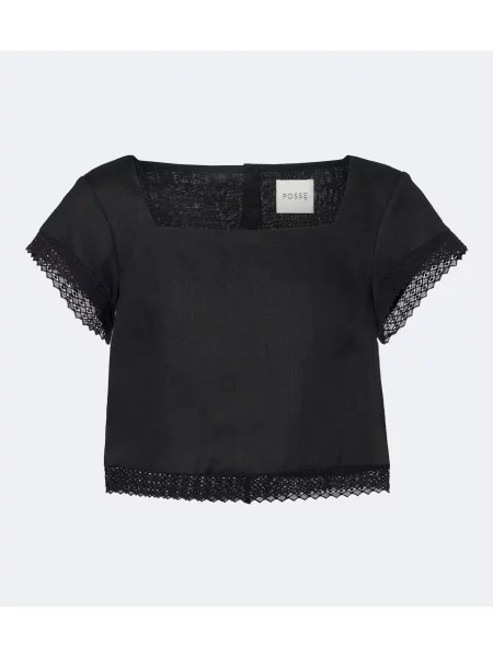 Decupat top Posse cu broderie de in negru