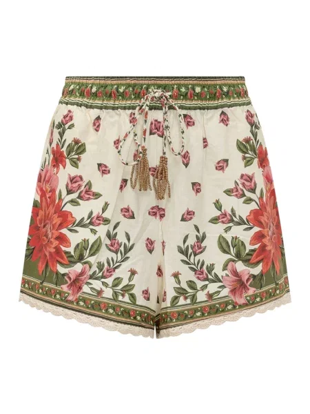 Lniane krótkie wielobarwność szorty Farm Rio