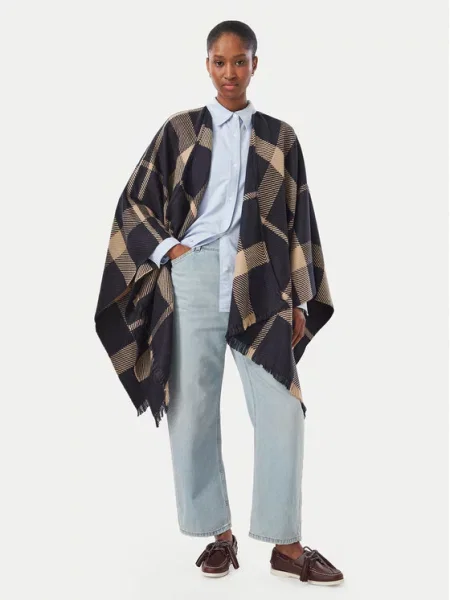Barbour Pončo Isabelle Tartan Serape Mornarsko modra bež