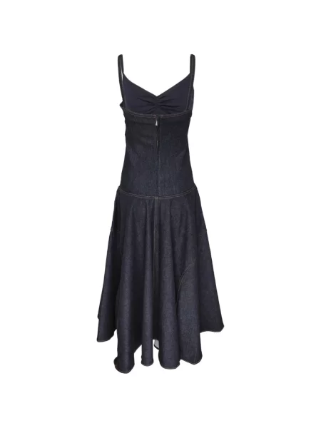 Lung rochie din denim Jacquemus evazată albastru