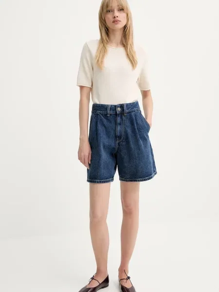 Джинсові шорти G-Star Raw однотонна висока посадка синій