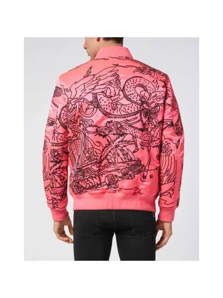 Satynowy kurtka bomber Philipp Plein różowy