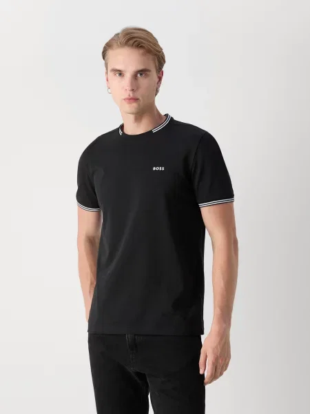 BOSS Tricou Taul negru alb