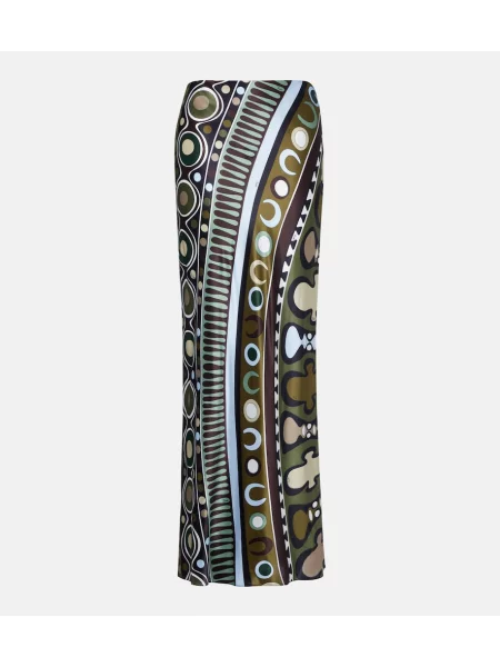 Fusta maxi Pucci din satin verde