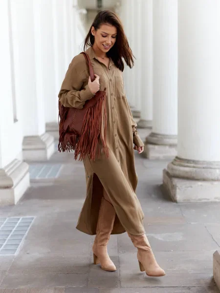 Srajčna obleka Lemonada rjava