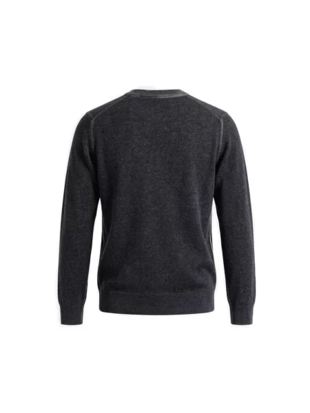 Sweter Bob wełniany z okrągłym dekoltem szary