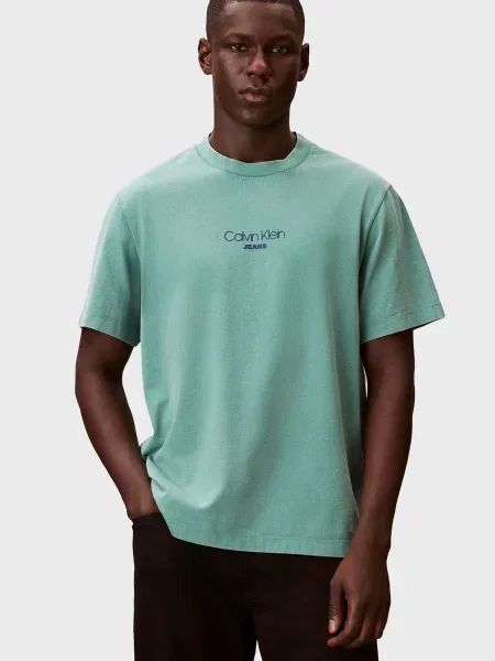 Графічний футболка Calvin Klein Jeans зелена