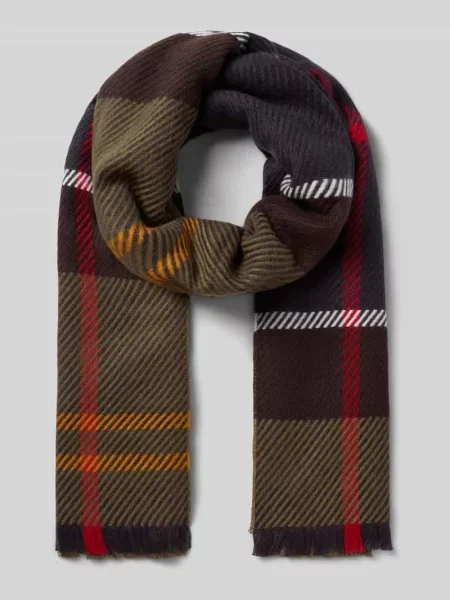 Szal z naszywką z logo model BLAIR TARTAN' Barbour brązowa