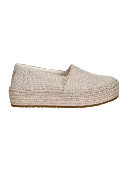 Lniane espadryle Toms na platformie beżowe