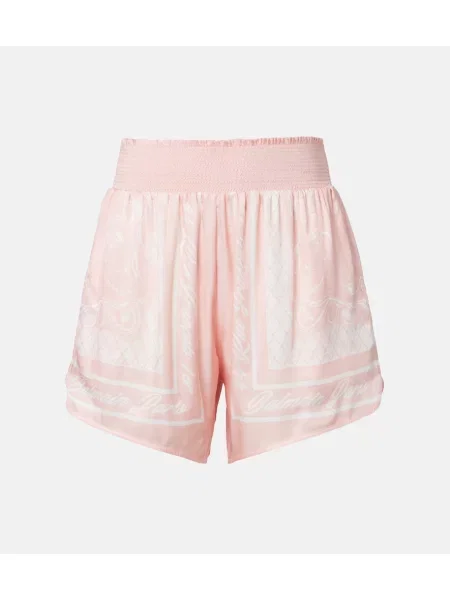 Pantaloni scurți Balmain din satin cu imagine roz