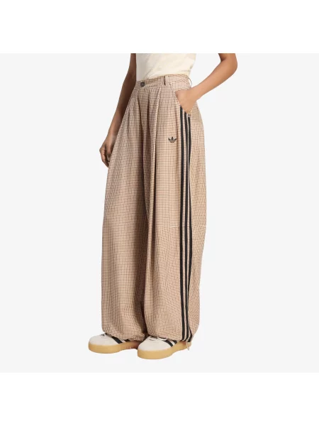 Nadrágok adidas Checks Trouser Loose Crystal Linen/ Aurora Coffee/ Orbit Green XL zöld