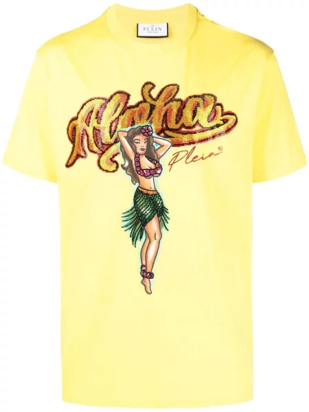 Tricou Philipp Plein cu imagine galben