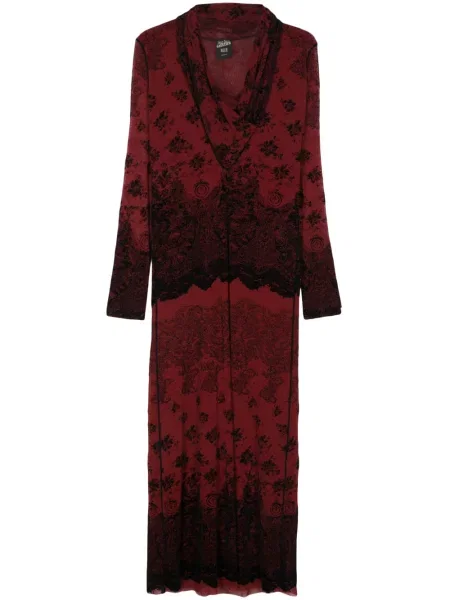 Sametové květinové oblekové šaty Jean Paul Gaultier Pre-owned červené