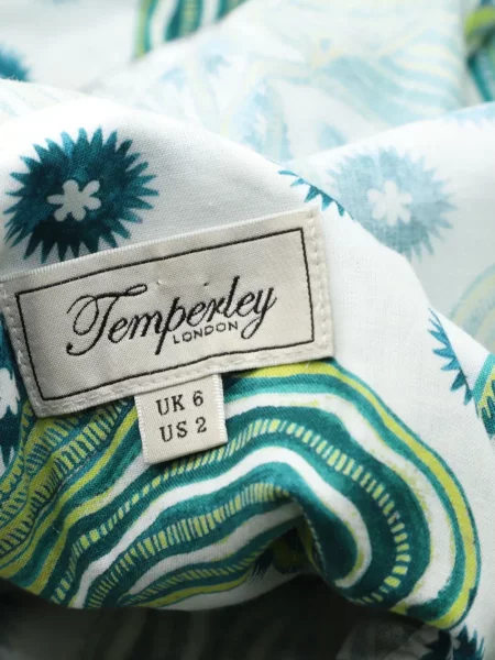Rochie Temperley London cu model floral de costum verde