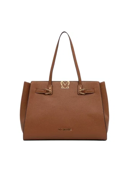 Shopperka Love Moschino z logo brązowa