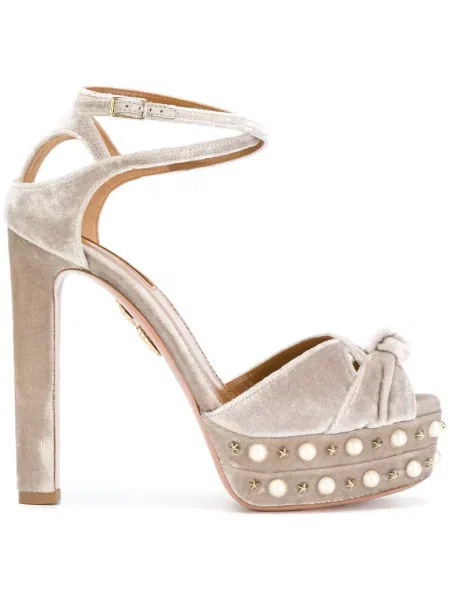 Sandale Aquazzura cu perle gri