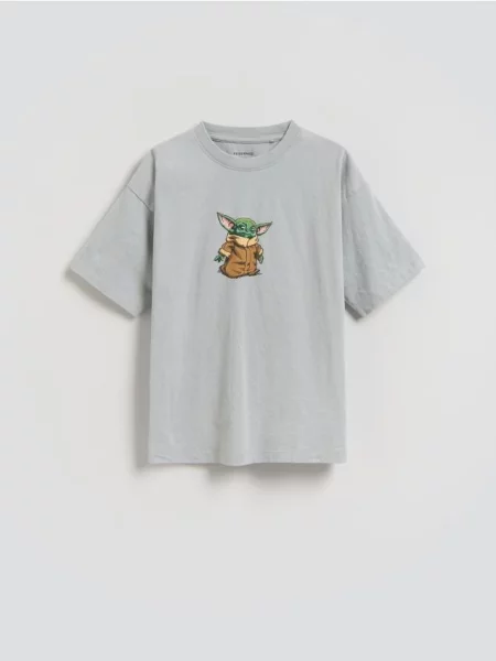 Reserved Tricou The Mandalorian și Grogu gri-închis gri