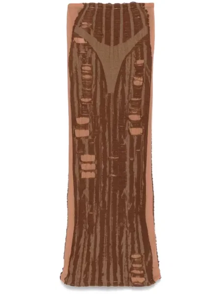 Fustă midi Diesel până la genunchi maro