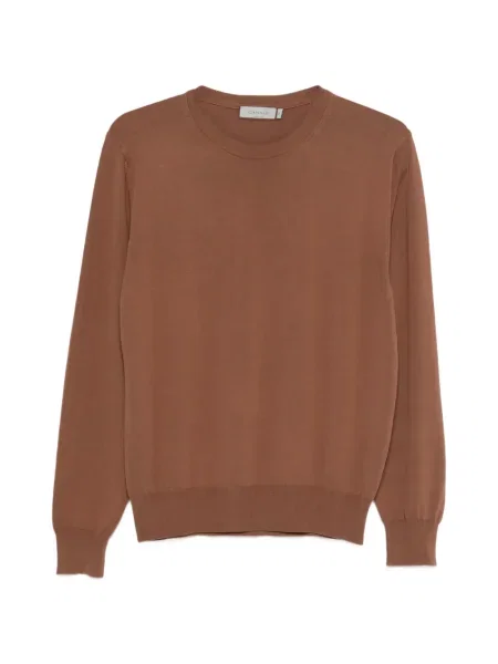 Dlouhý svetr Canali s kulatým výstřihem hnědý