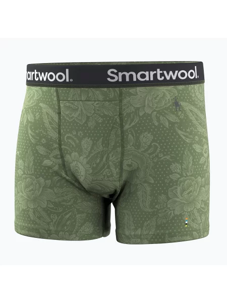 Bokserki termoaktywne Smartwool Merino Print Boxer Brief Boxed frn rstc flrl zielone