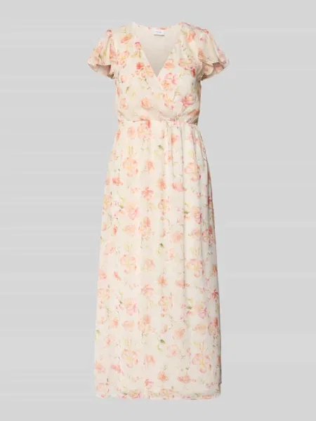 Sukienka midi we wzór na całej powierzchni model EMMA' Vila różowa