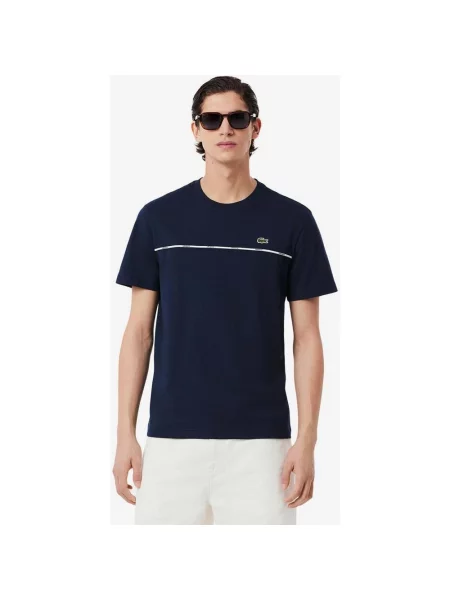 Koszulka Lacoste Trim Cotton krótki rękaw granatowa XS niebieska