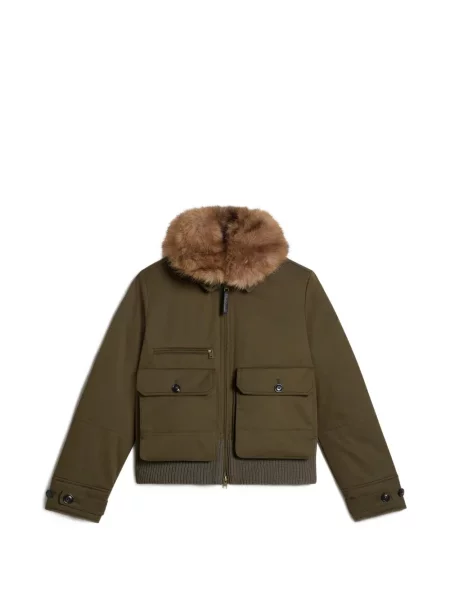 Gulerat geacă bomber Woolrich cu blană verde