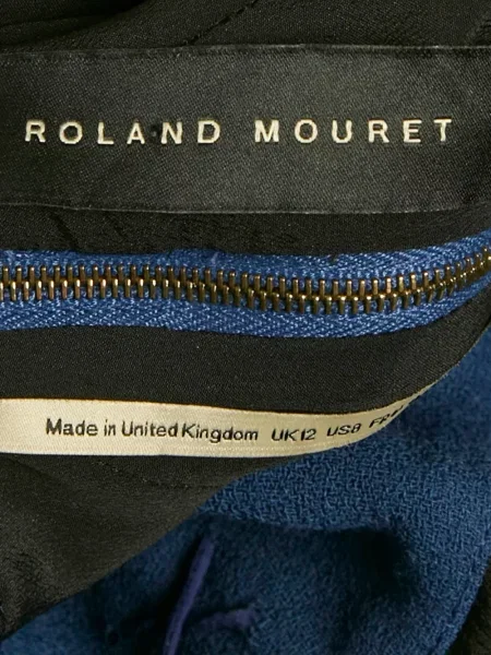 Рокля Roland Mouret с връзки с V-образно деколте с дантела синьо