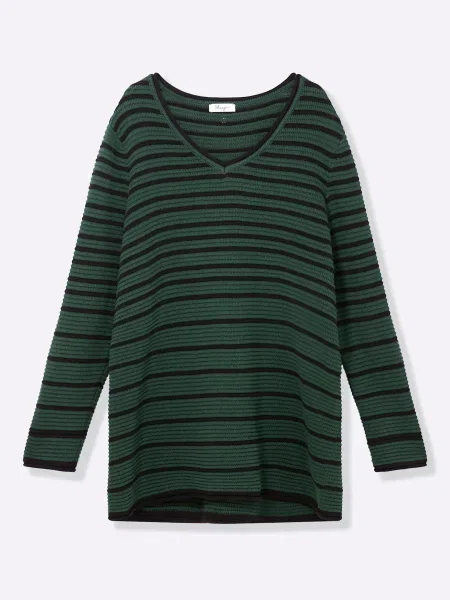 SHEEGO Pulover verde închis negru