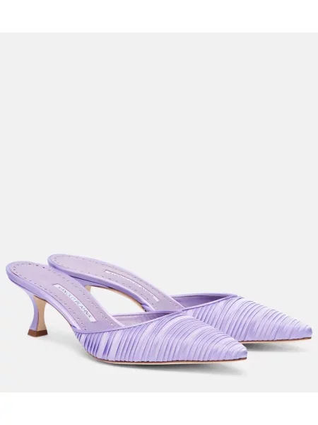 Satenaste mules Manolo Blahnik vijolična