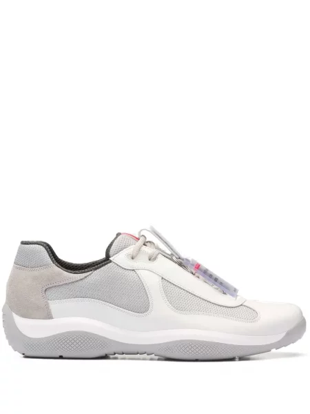 Sneakersy Prada sznurowane koronkowe białe