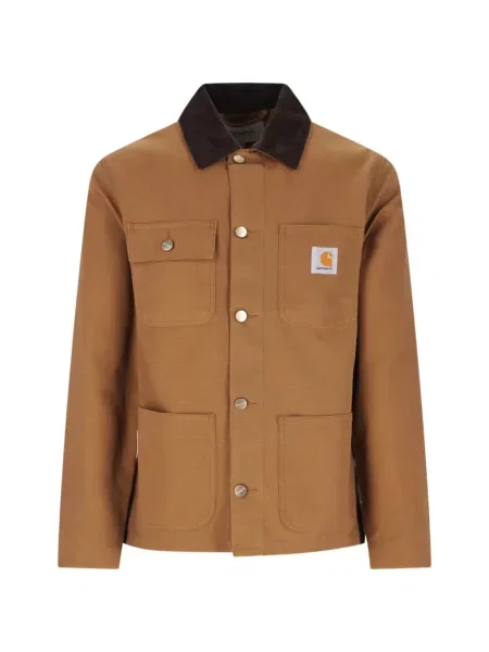 Gulerat geacă Carhartt Wip de catifea cord cu autograf maro