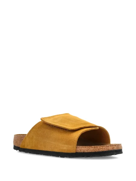 Sandale Birkenstock din piele de căprioară fără toc maro