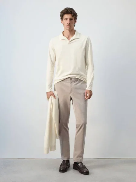 Koszulka polo slim fit złamana biel Mężczyzna XXL MANGO MAN