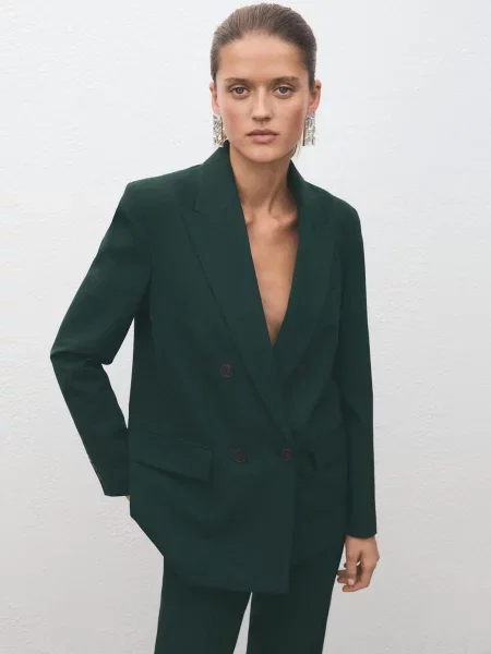 Піджак MANGO поліестер/віскоза зелений