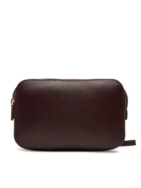 Calvin Klein Kabelka Emblem Aop Elongated Camera Bag Bordová hnedá