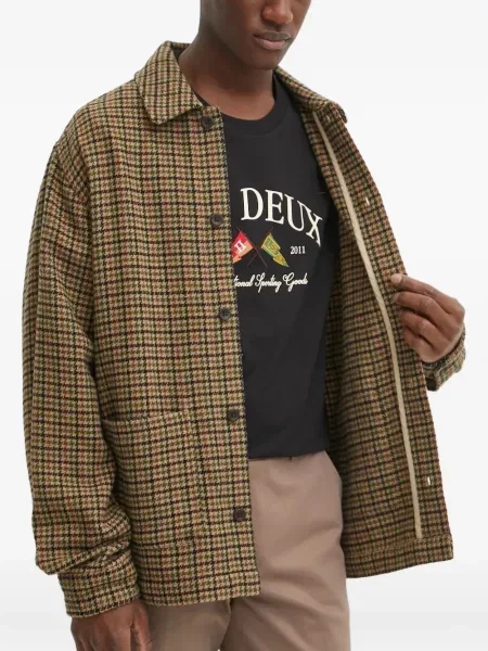 Vlněná košile Les Deux s pepito vzorem hnědá