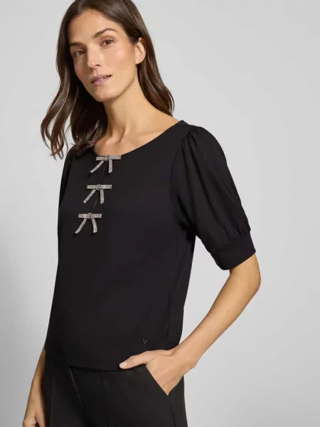 Bluza z bufiastymi rękawami i wiązane aplikacje Monari