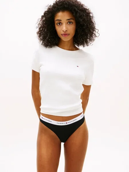 Tommy Hilfiger Underwear Tangá Essential svetlosivá / červená / čierna biela
