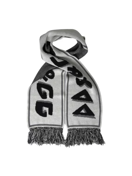 Szal Dolce And Gabbana z frędzli z kaszmiru szara