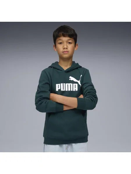 Młodzieżowa polarowa bluza z kapturem ESS z logo No. 1 PUMA zielona