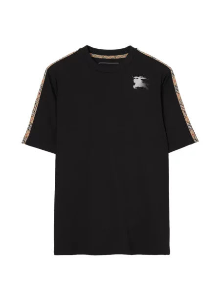 Tricou Burberry în carouri din jerseu negru