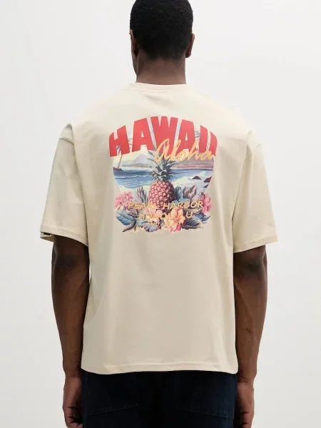 Alpha Industries tričko Hawaii Aloha T BP béžové