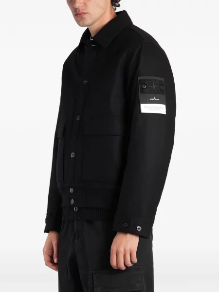 Geacă Stone Island de lână cu strasuri negru